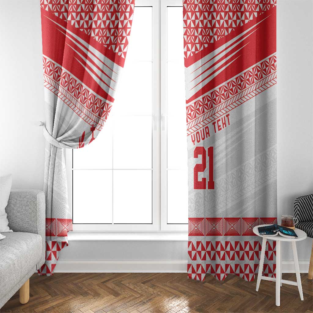 Custom Mate Ma'a Tonga Heritage Window Curtain Pacific Tribal Rugby White Edition LT9 - Polynesian Pride