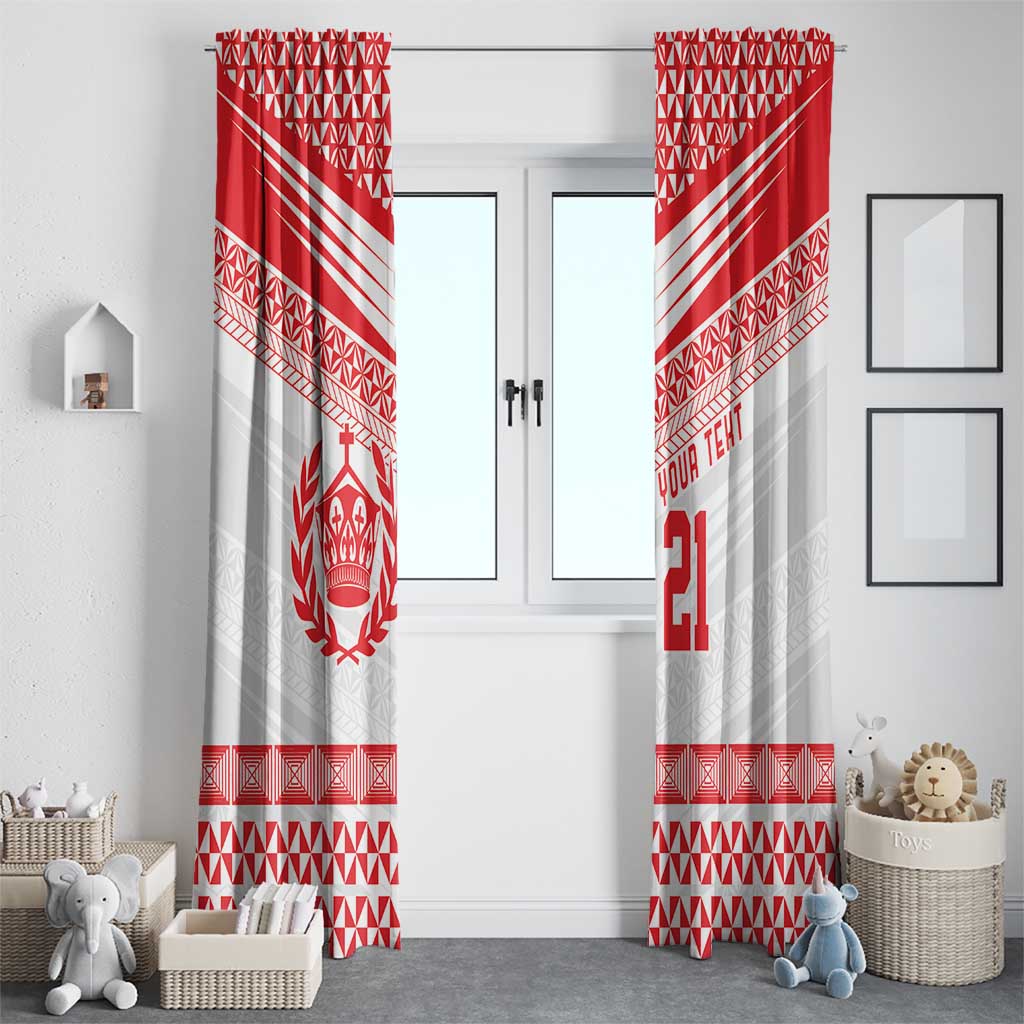 Custom Mate Ma'a Tonga Heritage Window Curtain Pacific Tribal Rugby White Edition LT9 - Polynesian Pride