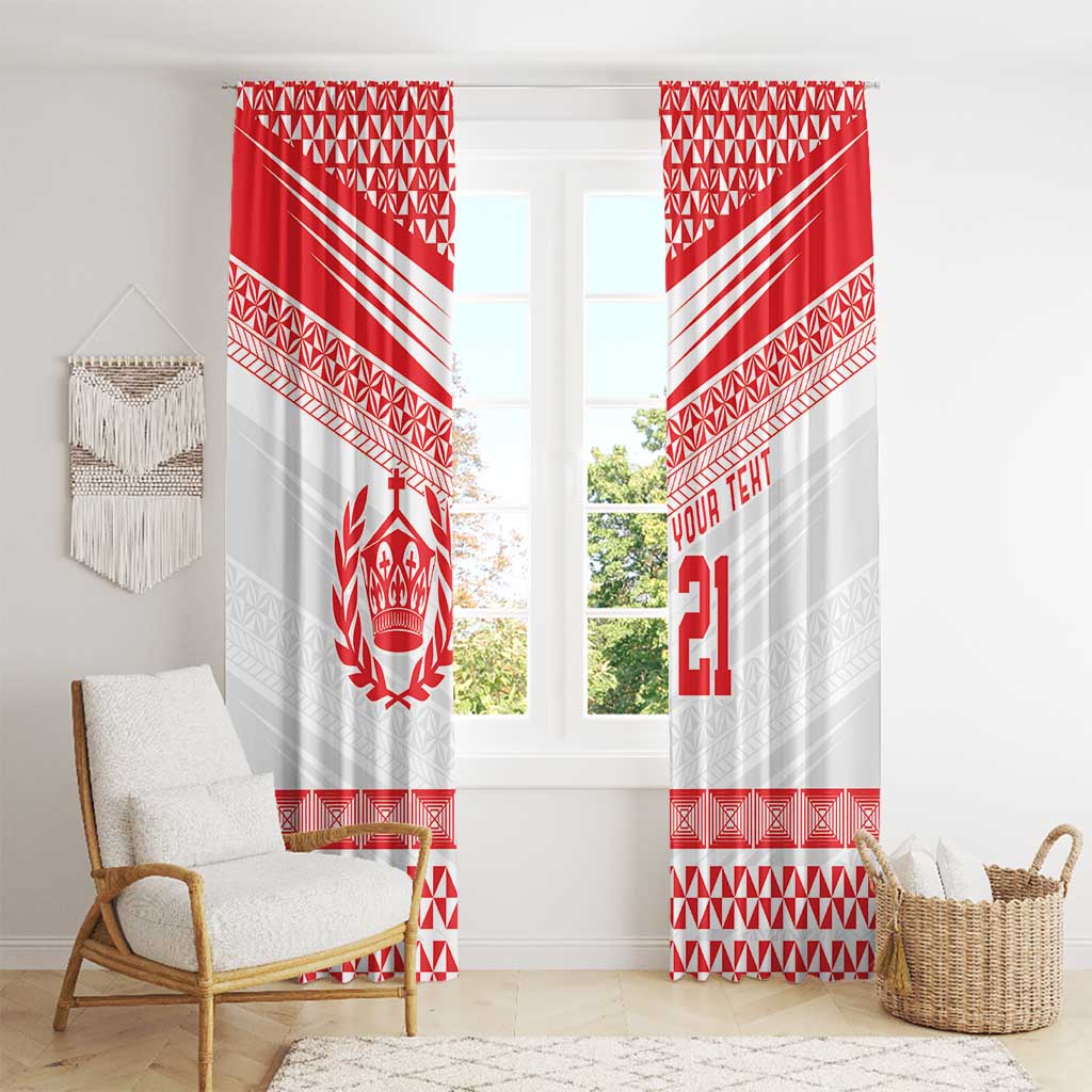 Custom Mate Ma'a Tonga Heritage Window Curtain Pacific Tribal Rugby White Edition LT9 - Polynesian Pride