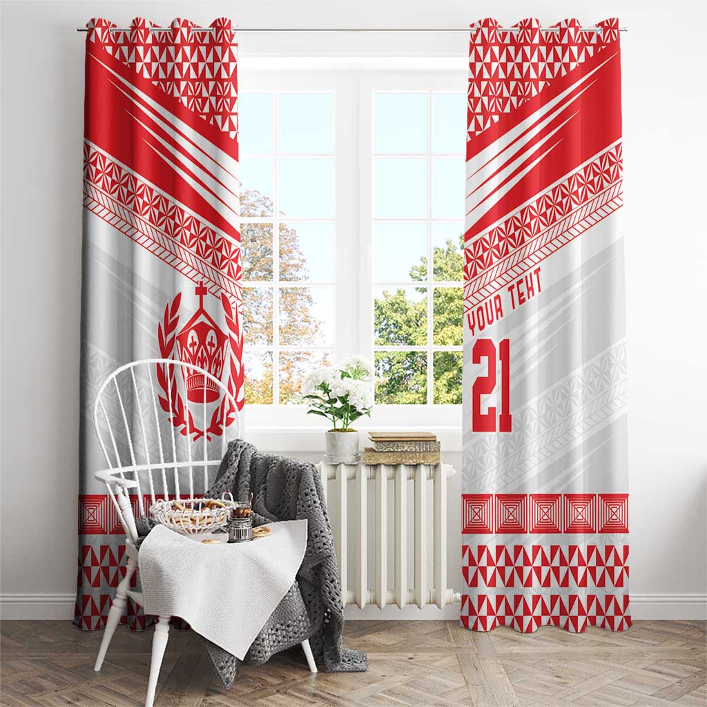 Custom Mate Ma'a Tonga Heritage Window Curtain Pacific Tribal Rugby White Edition LT9 - Polynesian Pride
