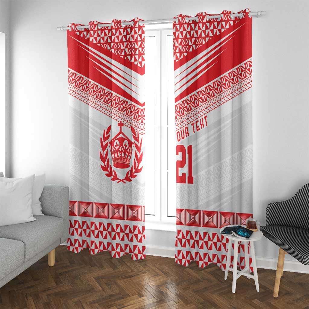 Custom Mate Ma'a Tonga Heritage Window Curtain Pacific Tribal Rugby White Edition LT9 With Grommets White - Polynesian Pride