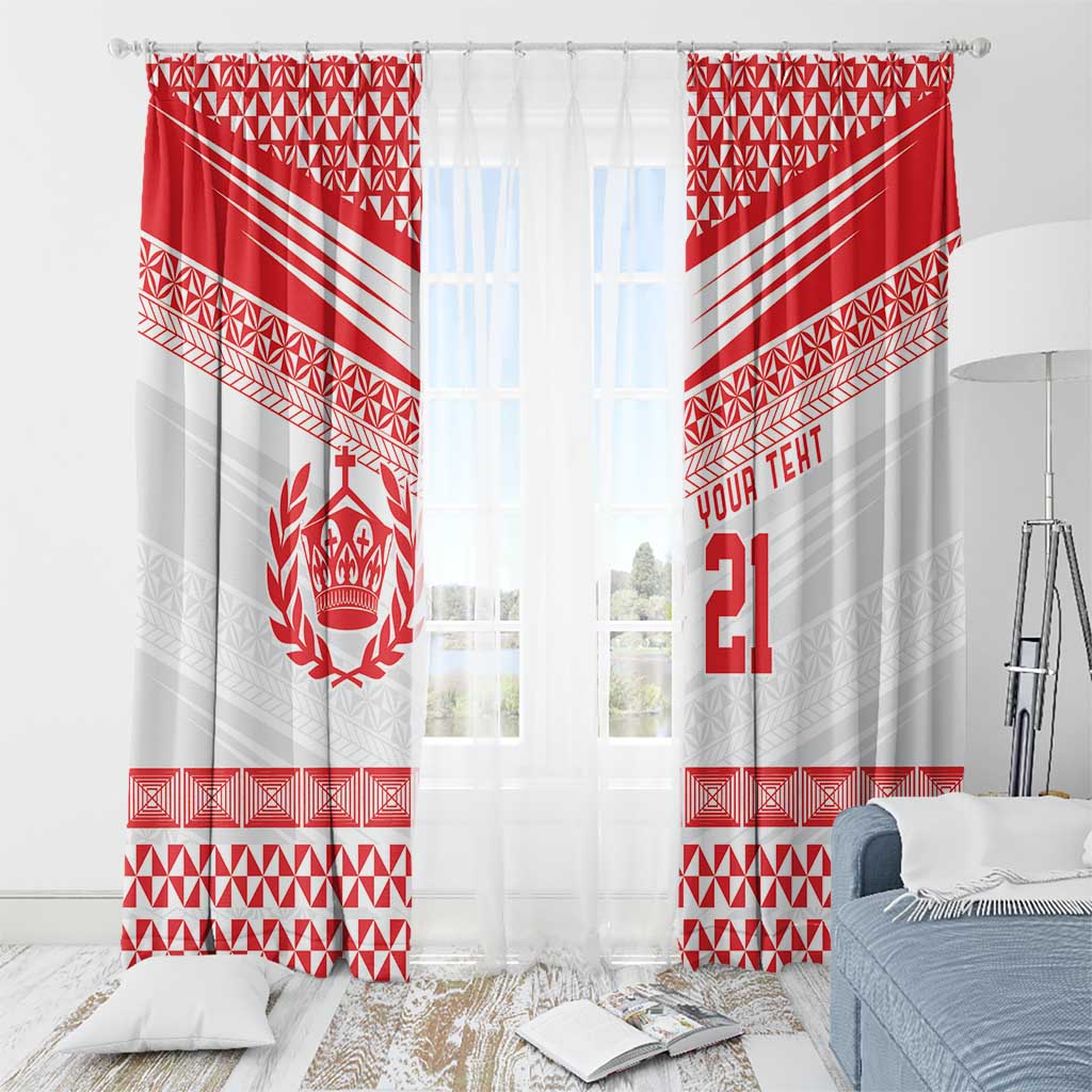 Custom Mate Ma'a Tonga Heritage Window Curtain Pacific Tribal Rugby White Edition LT9 - Polynesian Pride