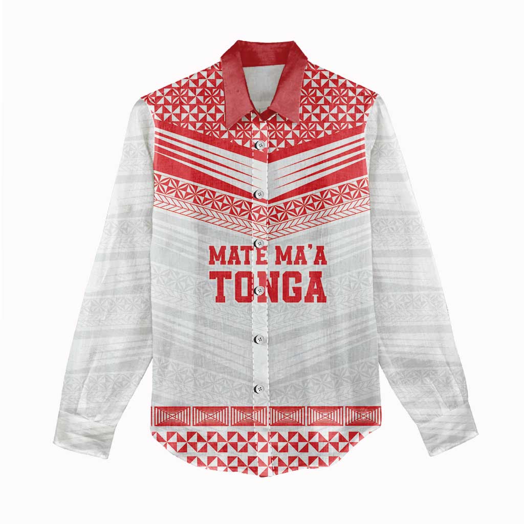 Custom Mate Ma'a Tonga Heritage Women Casual Shirt Pacific Tribal Rugby White Edition LT9 - Polynesian Pride
