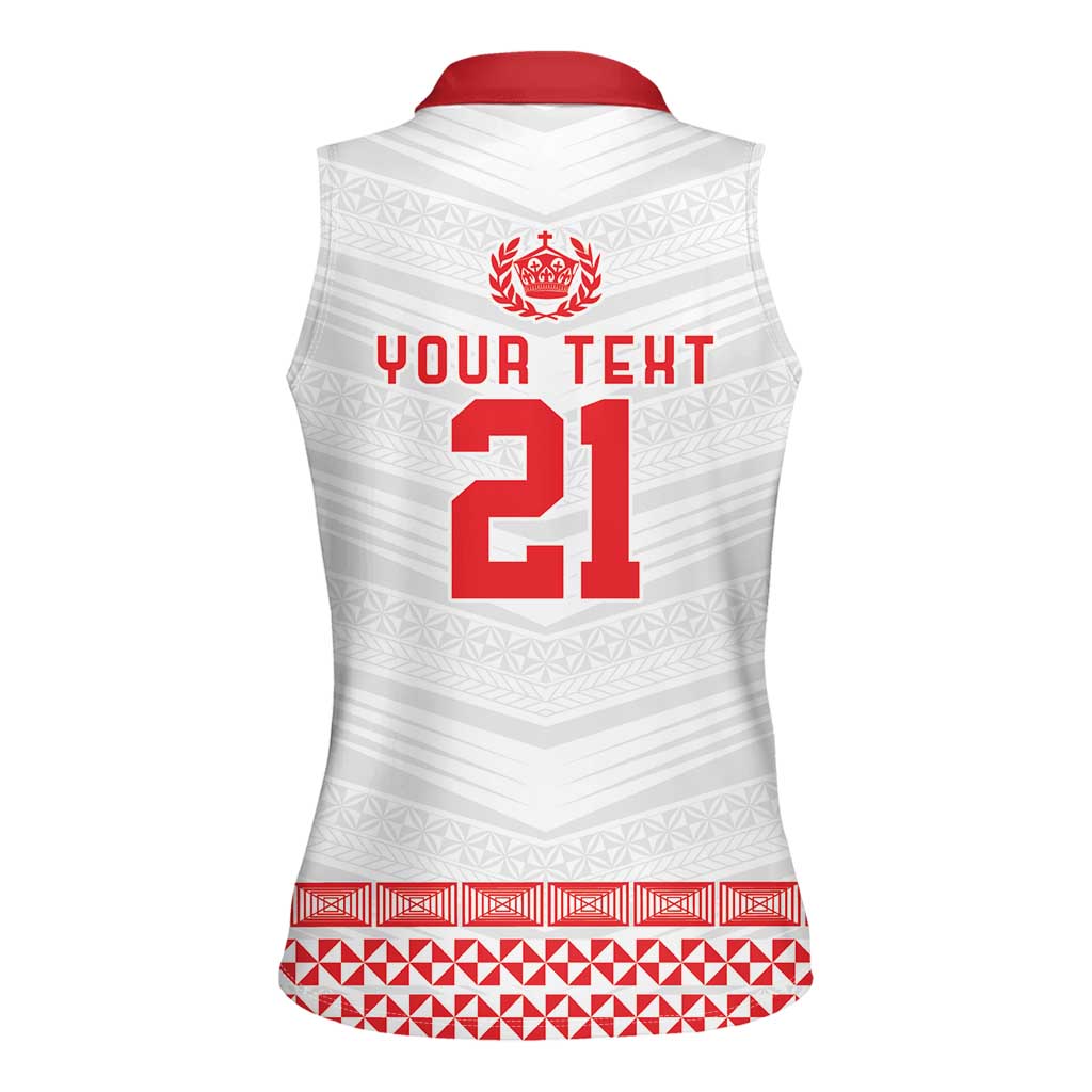 Custom Mate Ma'a Tonga Heritage Women Sleeveless Polo Shirt Pacific Tribal Rugby White Edition LT9 - Polynesian Pride