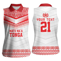 Custom Mate Ma'a Tonga Heritage Women Sleeveless Polo Shirt Pacific Tribal Rugby White Edition LT9 - Polynesian Pride