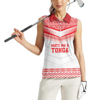 Custom Mate Ma'a Tonga Heritage Women Sleeveless Polo Shirt Pacific Tribal Rugby White Edition LT9 - Polynesian Pride