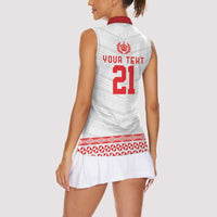 Custom Mate Ma'a Tonga Heritage Women Sleeveless Polo Shirt Pacific Tribal Rugby White Edition LT9 - Polynesian Pride