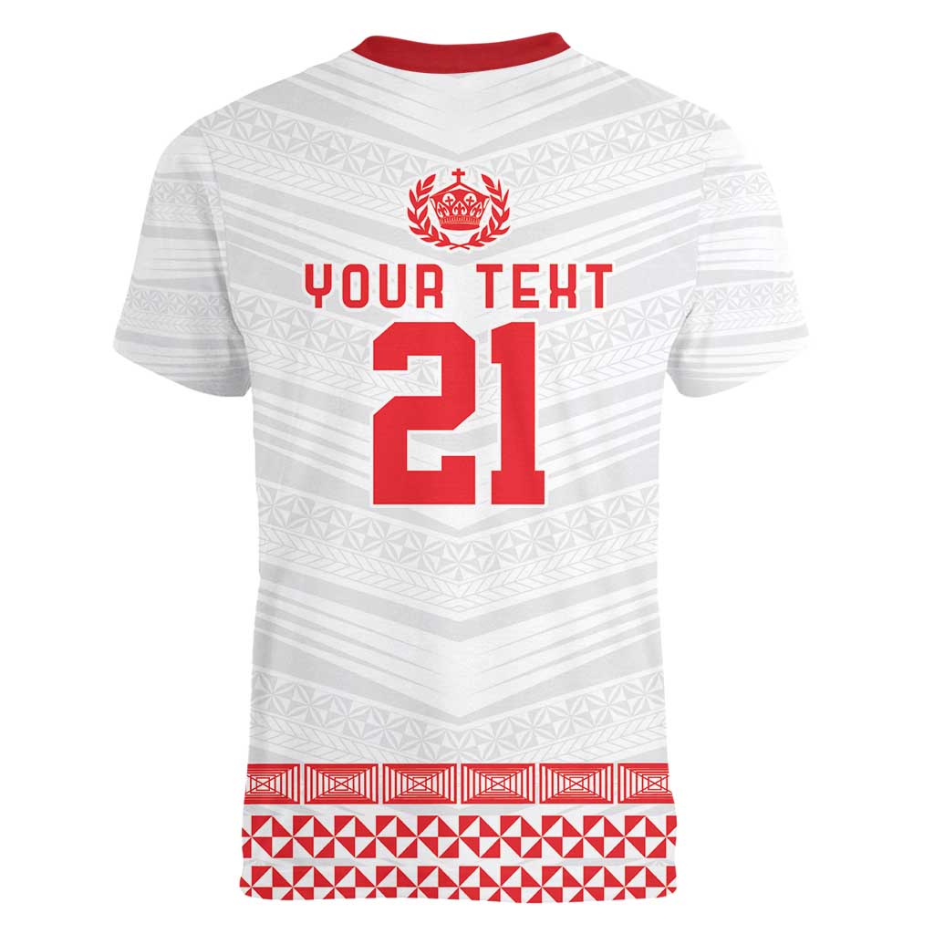 Custom Mate Ma'a Tonga Heritage Women V-Neck T-Shirt Pacific Tribal Rugby White Edition LT9 - Polynesian Pride