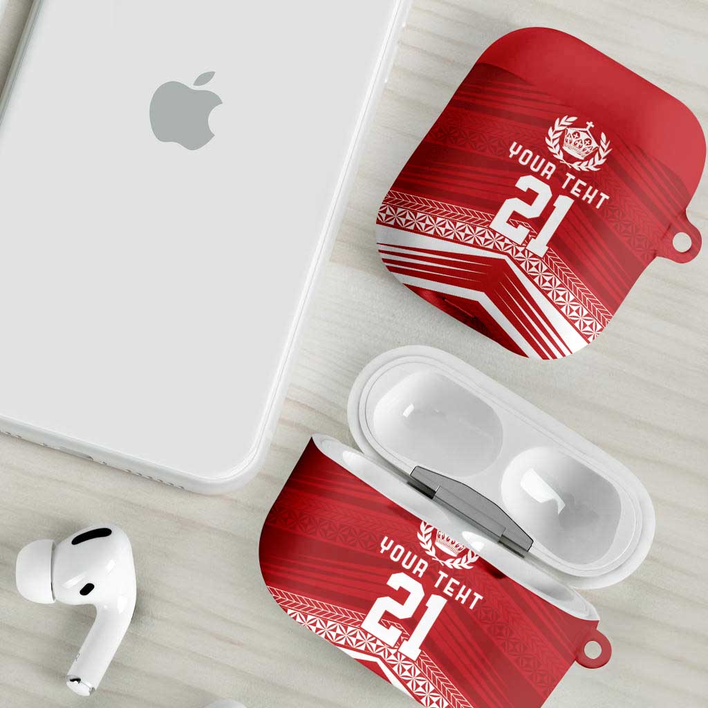 Custom Pacific Rugby Spirit AirPods Case Tonga Ngatu Pride Red Edition - Polynesian Pride