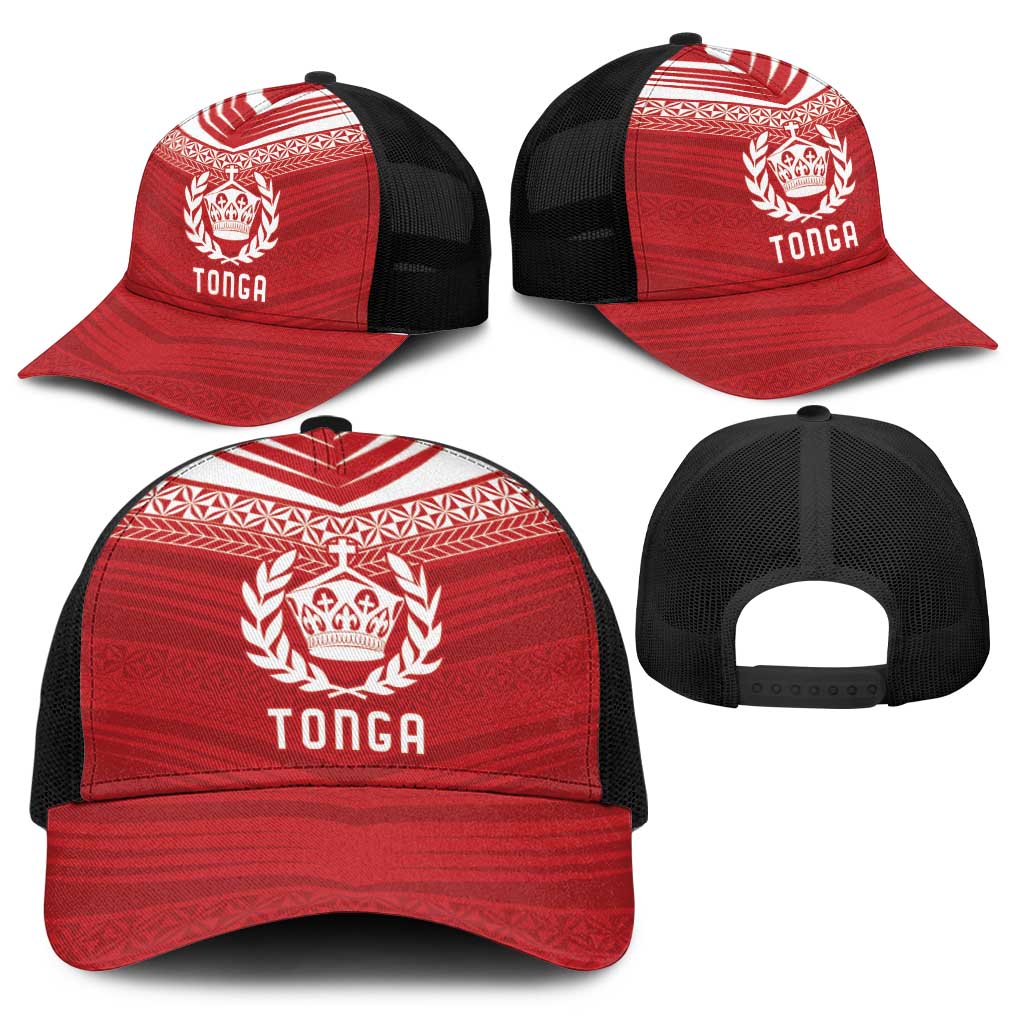 Pacific Rugby Spirit Baseball Net Cap Tonga Ngatu Pride Red Edition - Polynesian Pride