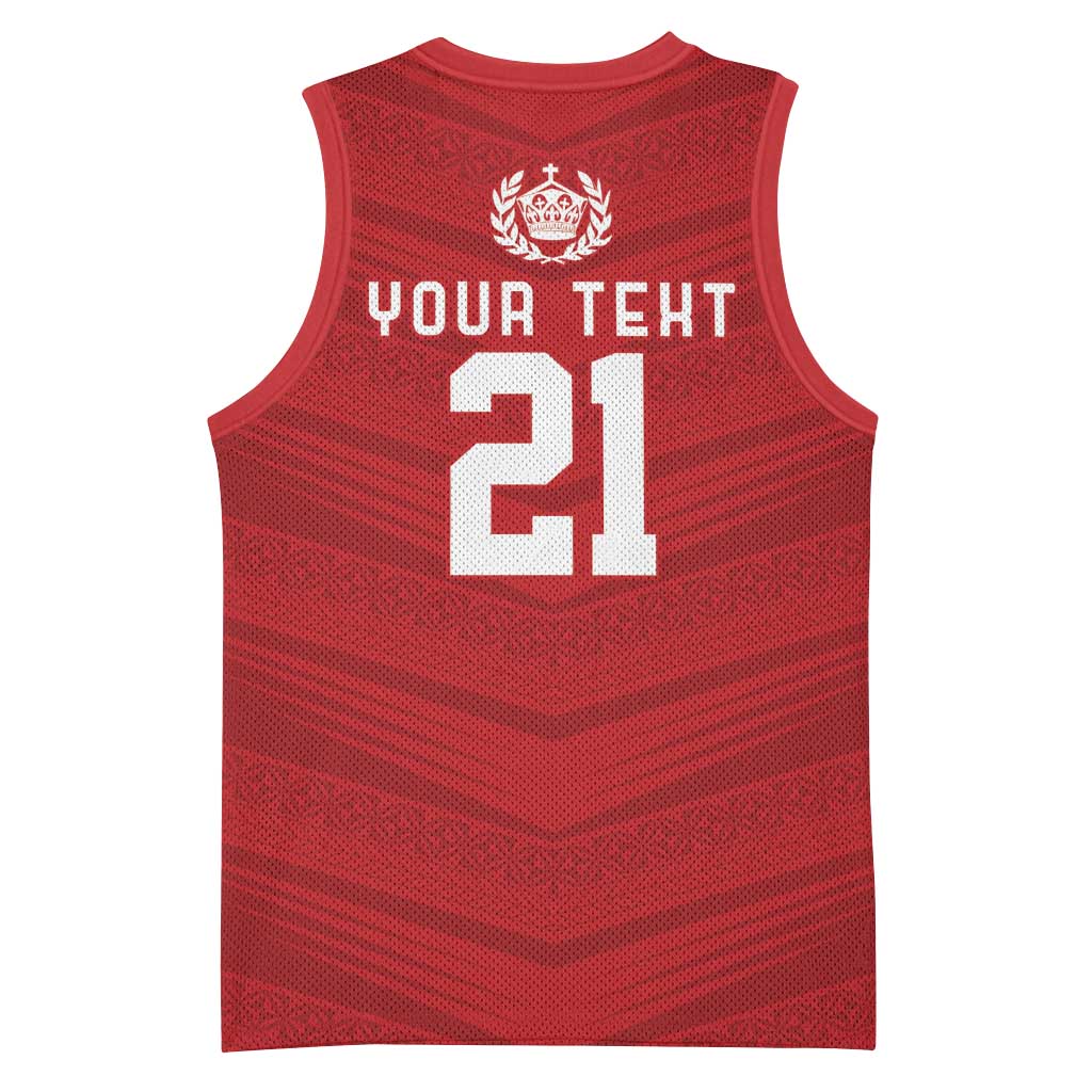 Custom Pacific Rugby Spirit Basketball Jersey Tonga Ngatu Pride Red Edition - Polynesian Pride