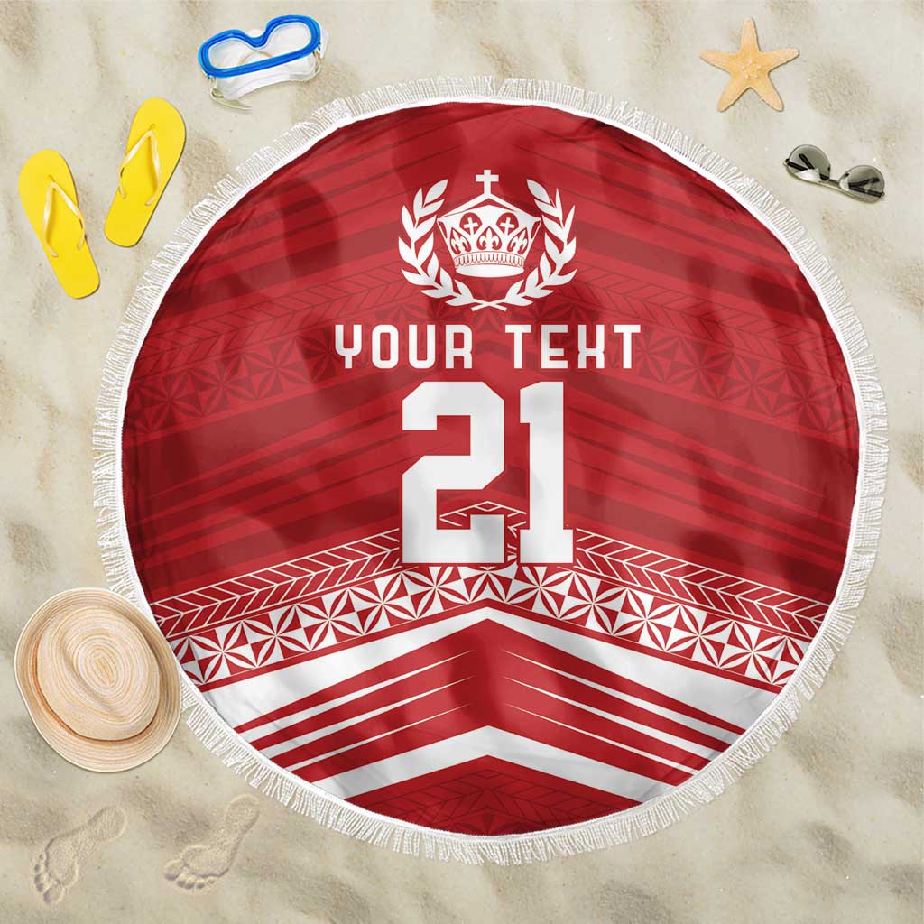 Custom Pacific Rugby Spirit Beach Blanket Tonga Ngatu Pride Red Edition LT9 One Size 150cm Red - Polynesian Pride