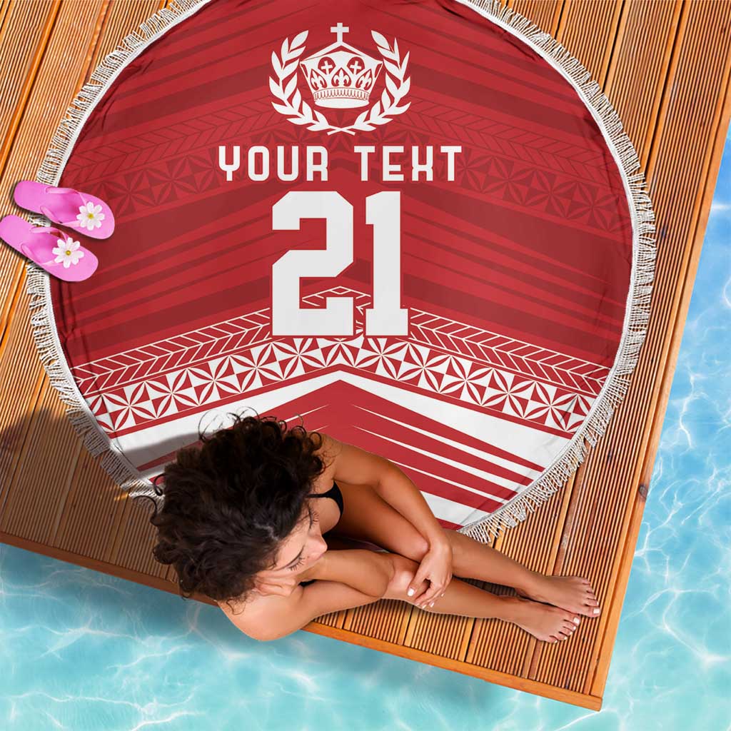 Custom Pacific Rugby Spirit Beach Blanket Tonga Ngatu Pride Red Edition LT9 - Polynesian Pride