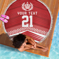 Custom Pacific Rugby Spirit Beach Blanket Tonga Ngatu Pride Red Edition LT9 - Polynesian Pride