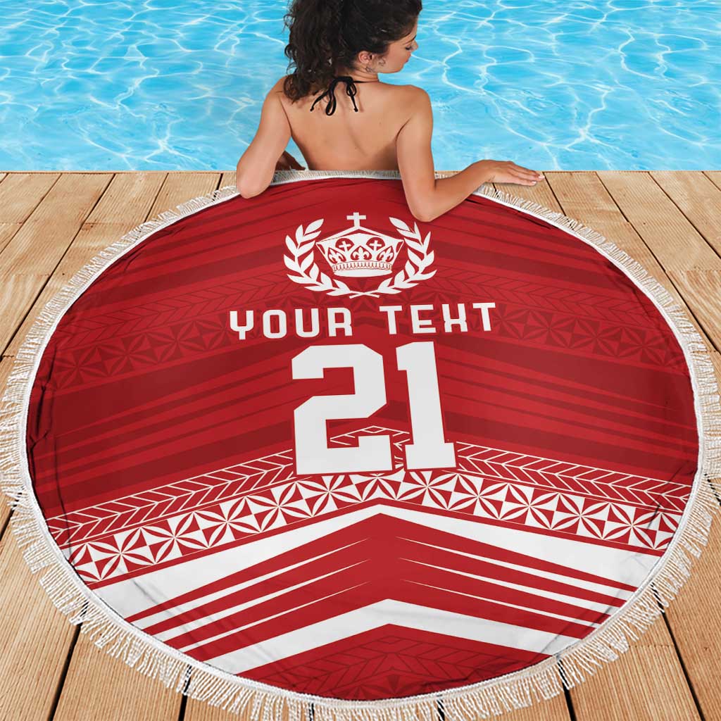 Custom Pacific Rugby Spirit Beach Blanket Tonga Ngatu Pride Red Edition LT9 - Polynesian Pride
