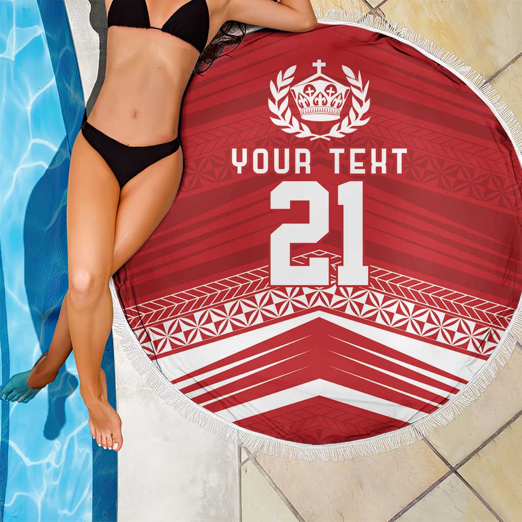 Custom Pacific Rugby Spirit Beach Blanket Tonga Ngatu Pride Red Edition LT9 - Polynesian Pride