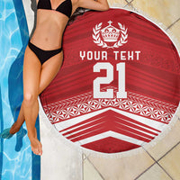 Custom Pacific Rugby Spirit Beach Blanket Tonga Ngatu Pride Red Edition LT9 - Polynesian Pride