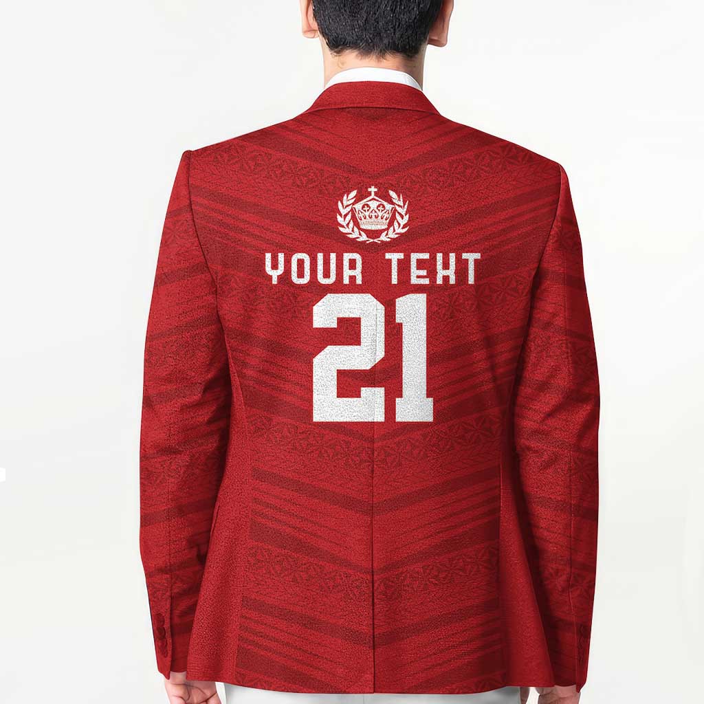 Custom Pacific Rugby Spirit Blazer Tonga Ngatu Pride Red Edition LT9 - Polynesian Pride