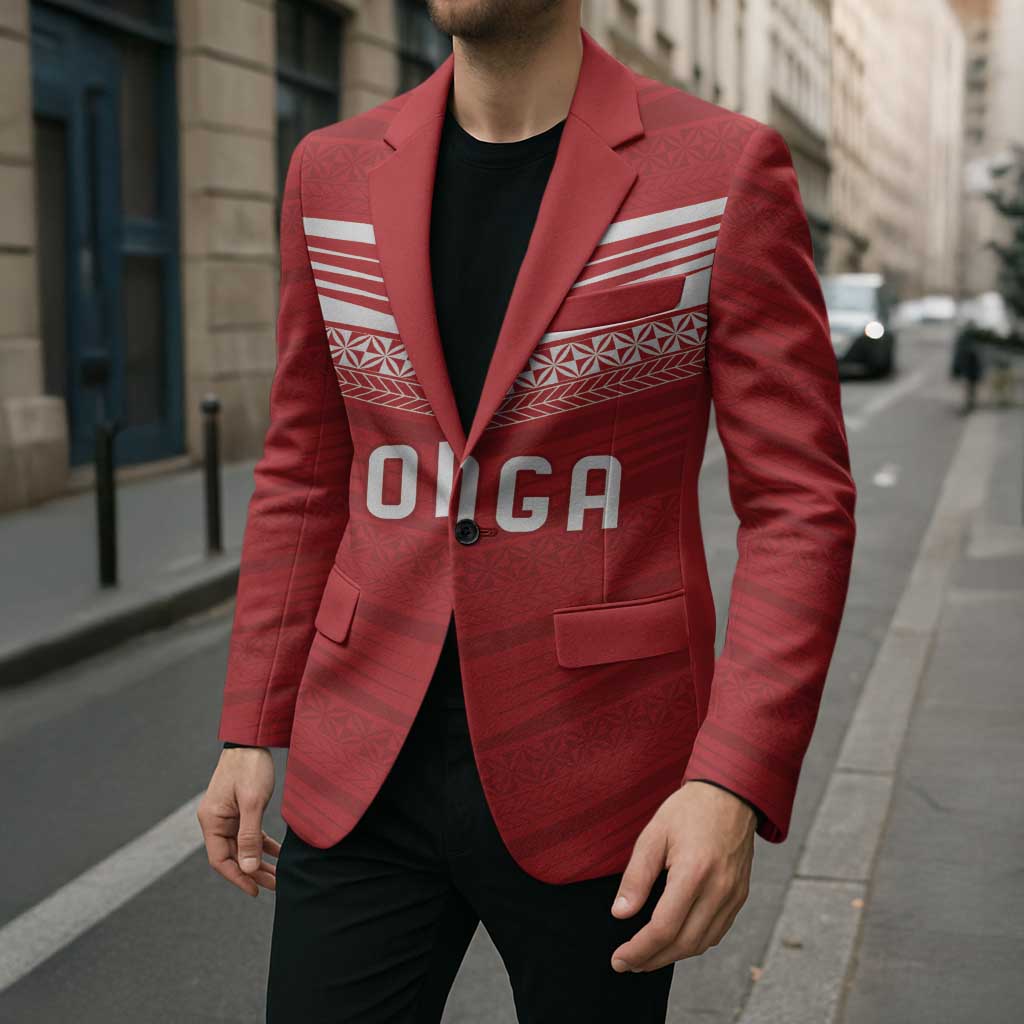 Custom Pacific Rugby Spirit Blazer Tonga Ngatu Pride Red Edition LT9 - Polynesian Pride
