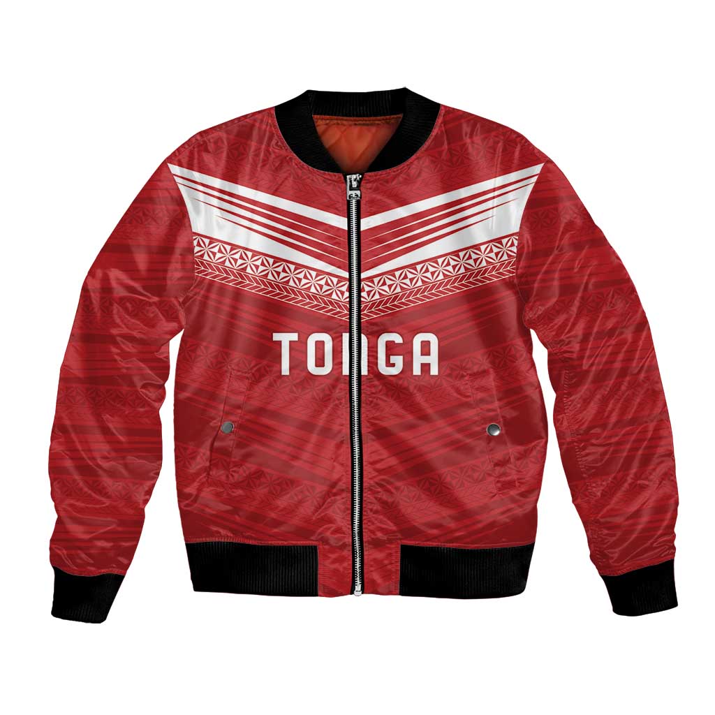 Custom Pacific Rugby Spirit Bomber Jacket Tonga Ngatu Pride Red Edition LT9 Unisex Red - Polynesian Pride