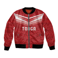 Custom Pacific Rugby Spirit Bomber Jacket Tonga Ngatu Pride Red Edition LT9 Unisex Red - Polynesian Pride
