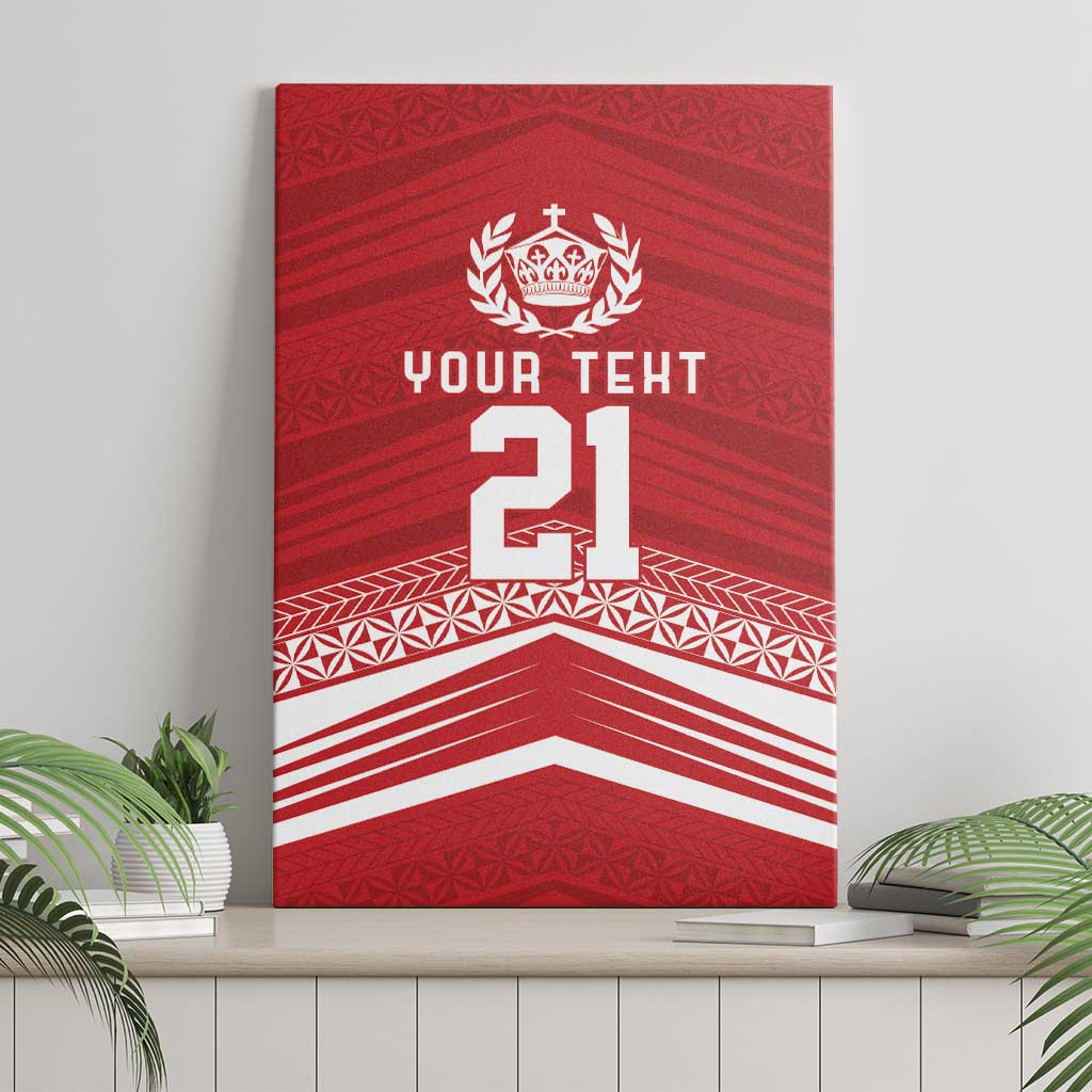 Custom Pacific Rugby Spirit Canvas Wall Art Tonga Ngatu Pride Red Edition LT9 - Polynesian Pride