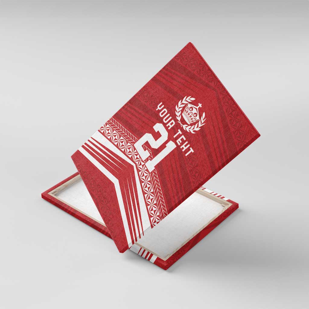Custom Pacific Rugby Spirit Canvas Wall Art Tonga Ngatu Pride Red Edition LT9 With Frame Red - Polynesian Pride
