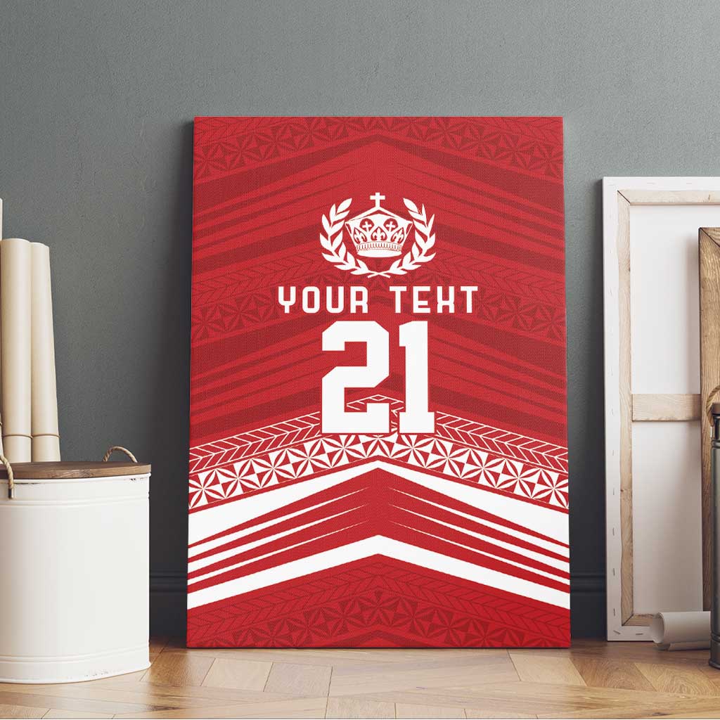 Custom Pacific Rugby Spirit Canvas Wall Art Tonga Ngatu Pride Red Edition LT9 - Polynesian Pride