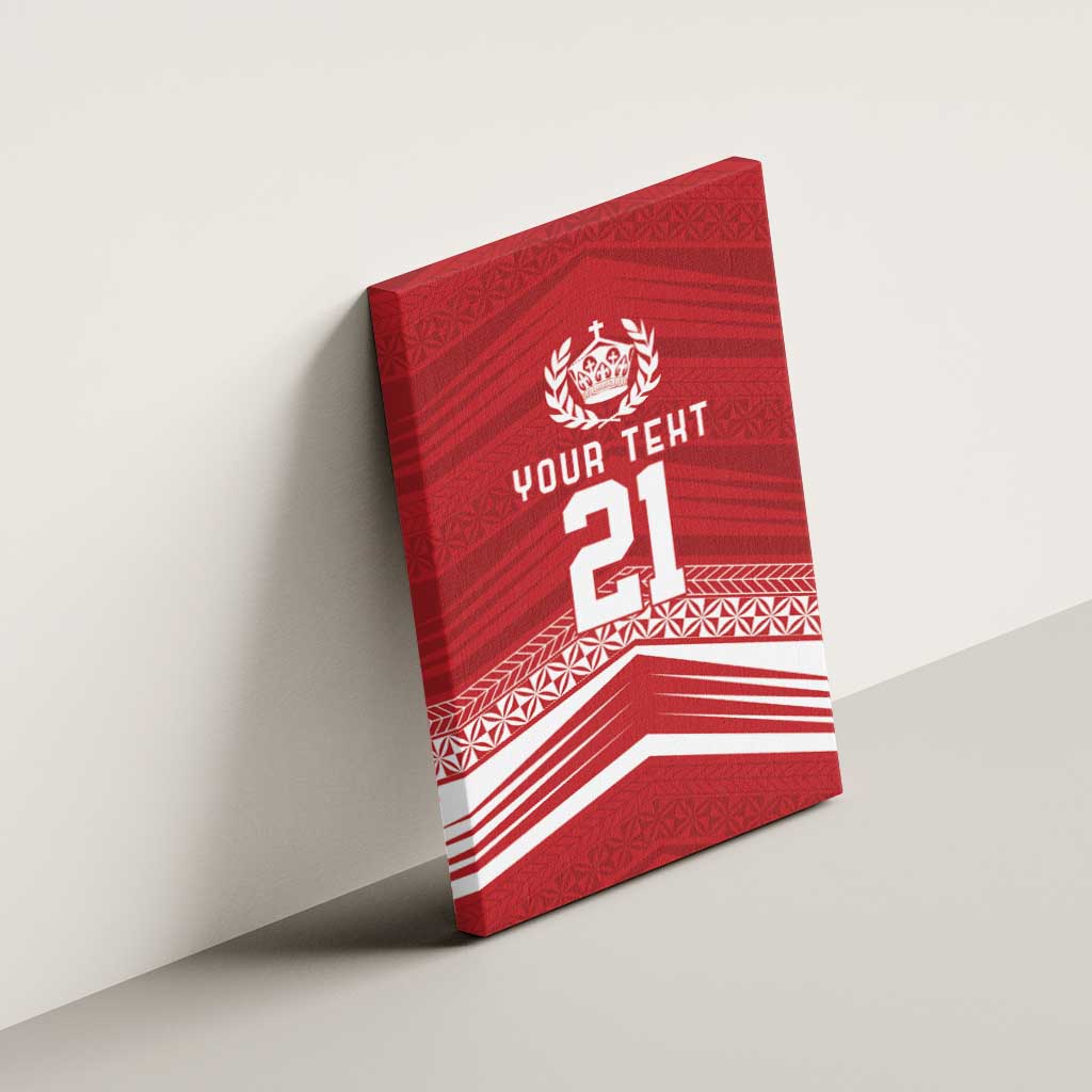 Custom Pacific Rugby Spirit Canvas Wall Art Tonga Ngatu Pride Red Edition LT9 - Polynesian Pride