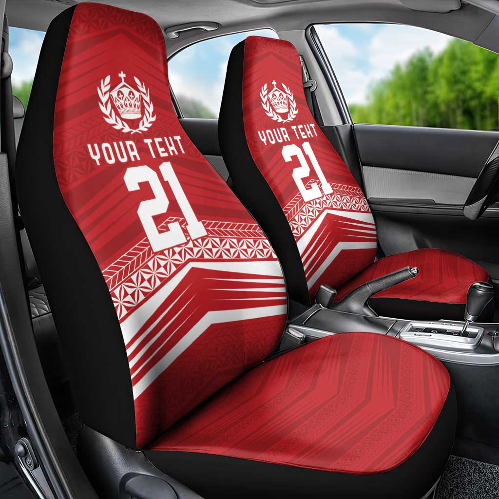 Custom Pacific Rugby Spirit Car Seat Cover Tonga Ngatu Pride Red Edition - Polynesian Pride