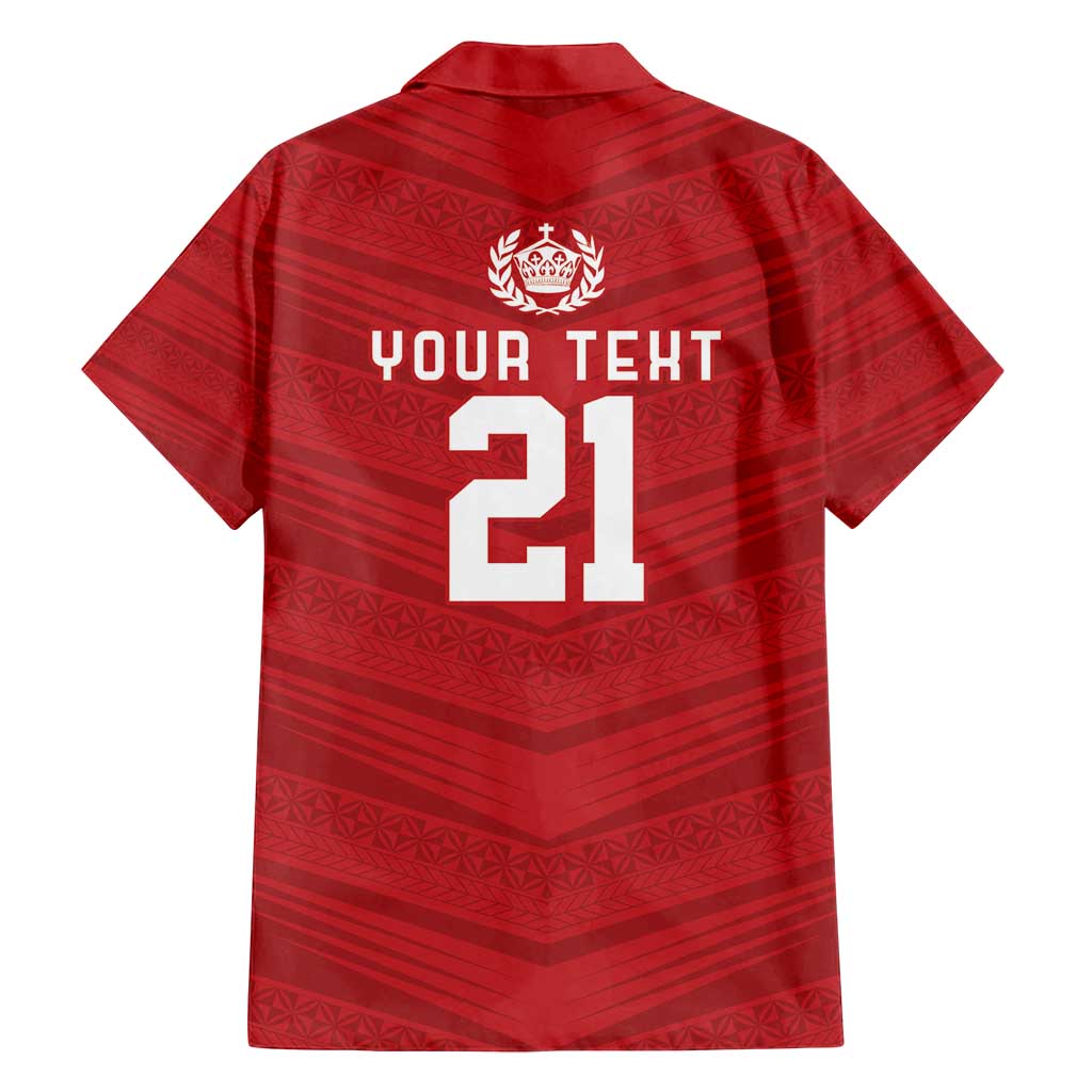 Custom Pacific Rugby Spirit Family Matching Long Sleeve Bodycon Dress and Hawaiian Shirt Tonga Ngatu Pride Red Edition - Polynesian Pride