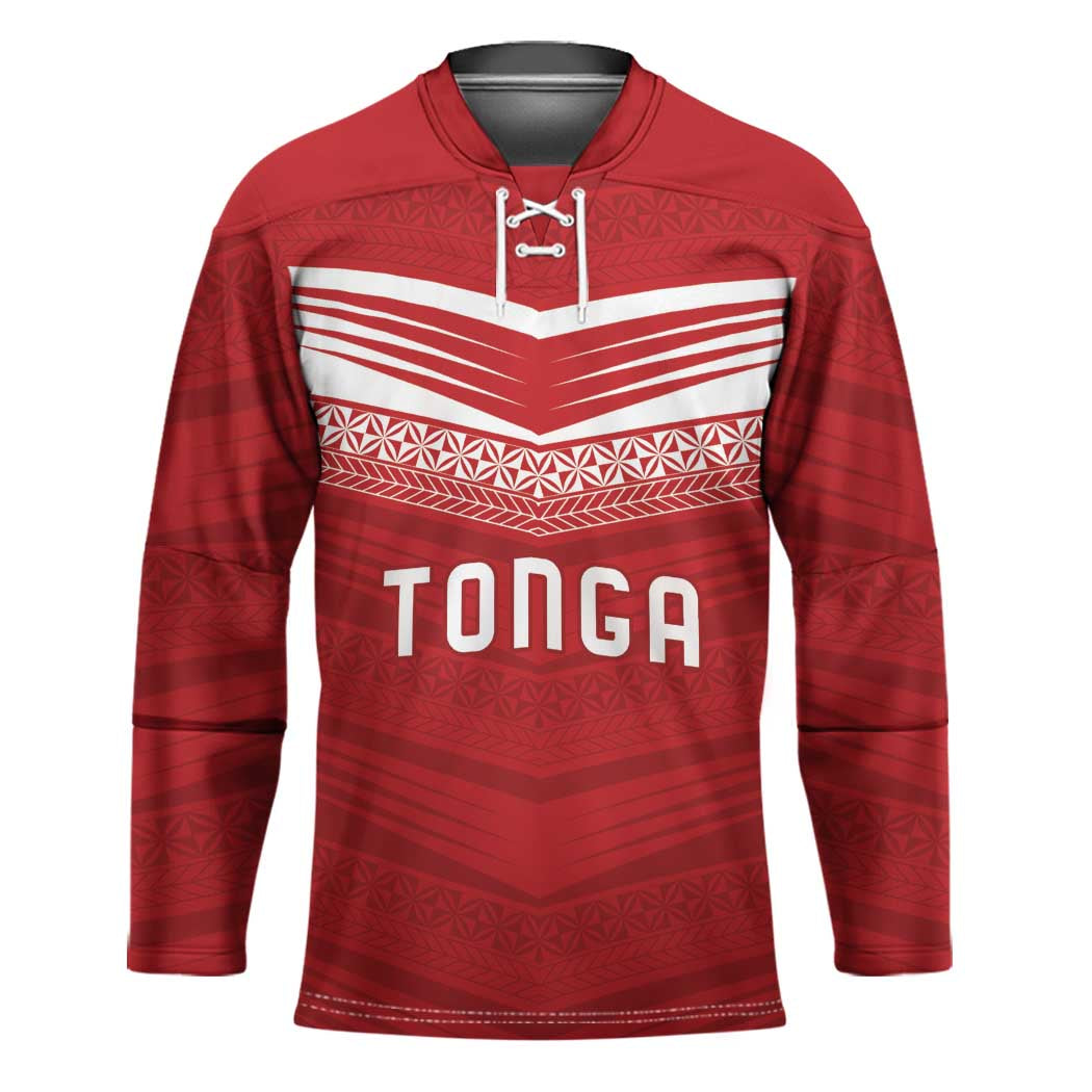 Custom Pacific Rugby Spirit Hockey Jersey Tonga Ngatu Pride Red Edition LT9 Unisex Red - Polynesian Pride