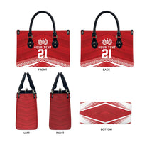 Custom Pacific Rugby Spirit Leather Bag Tonga Ngatu Pride Red Edition - Polynesian Pride