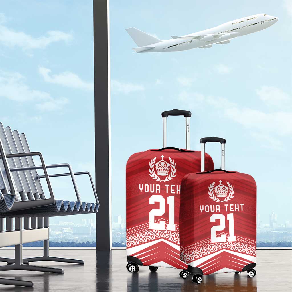 Custom Pacific Rugby Spirit Luggage Cover Tonga Ngatu Pride Red Edition - Polynesian Pride