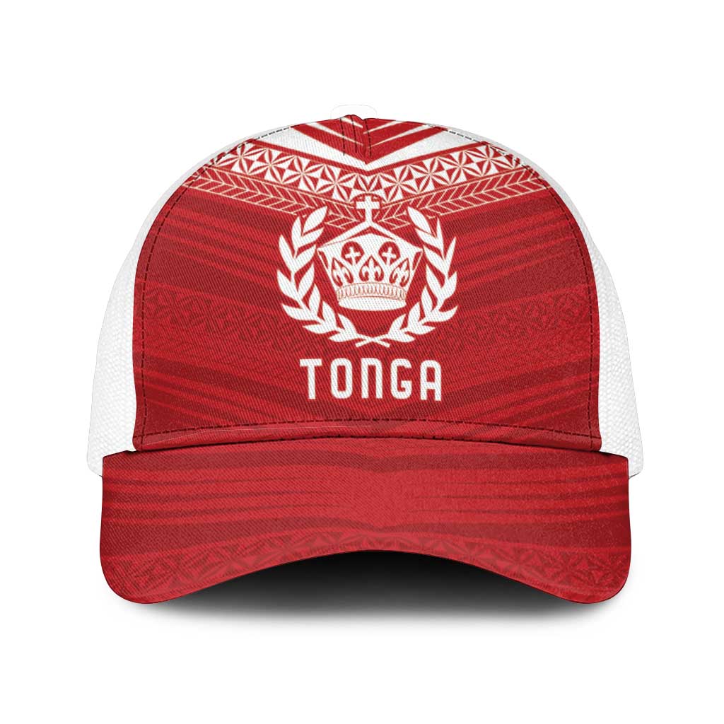 Pacific Rugby Spirit Mesh Trucker Cap Tonga Ngatu Pride Red Edition - Polynesian Pride