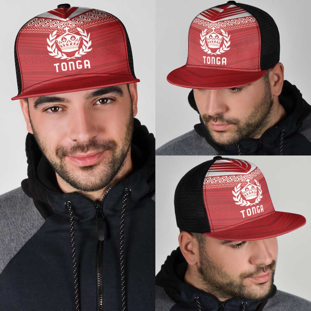 Pacific Rugby Spirit Mesh Trucker Cap Tonga Ngatu Pride Red Edition - Polynesian Pride