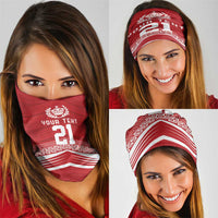 Custom Pacific Rugby Spirit Neck Gaiter Tonga Ngatu Pride Red Edition LT9 - Polynesian Pride