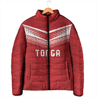 Custom Pacific Rugby Spirit Padded Jacket Tonga Ngatu Pride Red Edition - Polynesian Pride