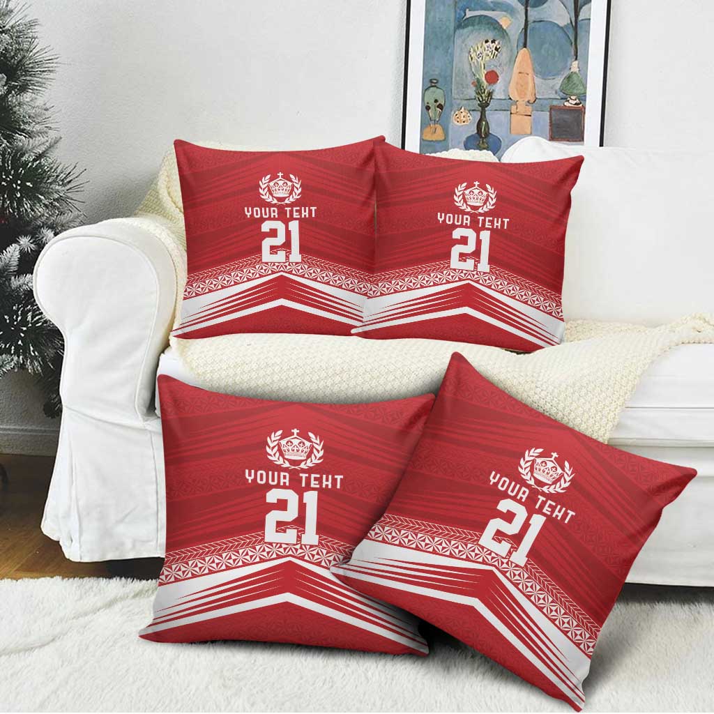 Custom Pacific Rugby Spirit Pillow Cover Tonga Ngatu Pride Red Edition LT9 - Polynesian Pride