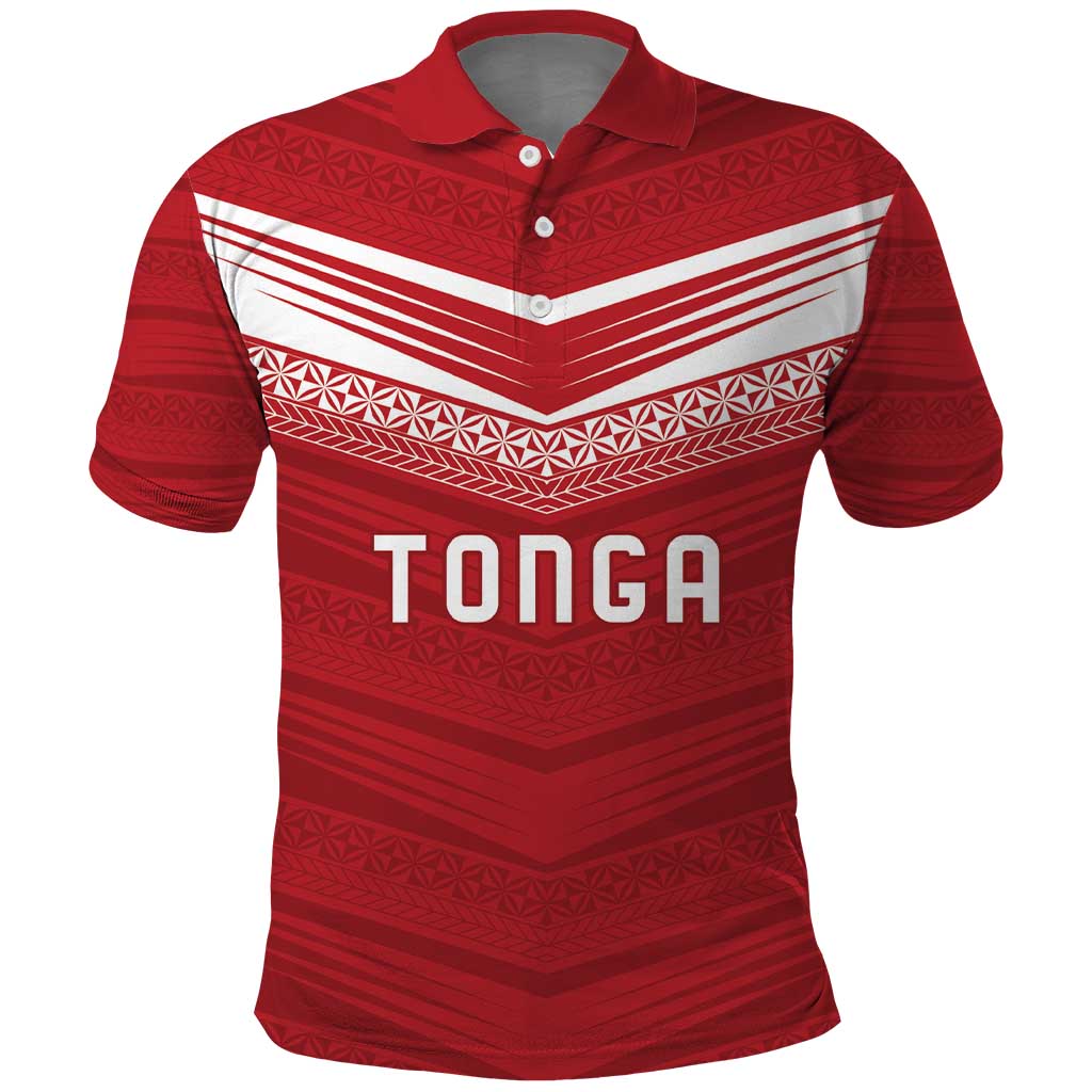 Custom Pacific Rugby Spirit Polo Shirt Tonga Ngatu Pride Red Edition LT9 Red - Polynesian Pride