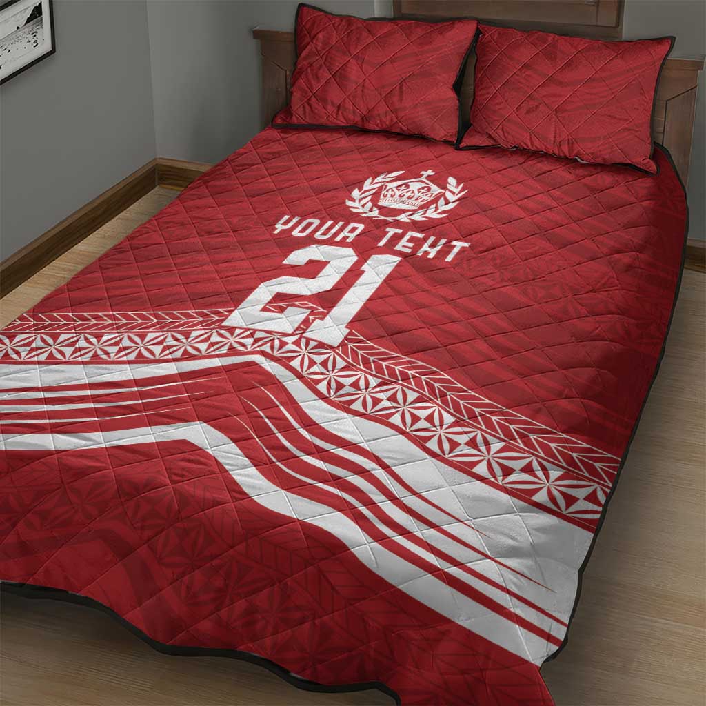 Custom Pacific Rugby Spirit Quilt Bed Set Tonga Ngatu Pride Red Edition LT9 - Polynesian Pride