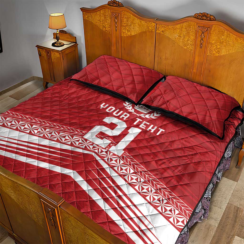 Custom Pacific Rugby Spirit Quilt Bed Set Tonga Ngatu Pride Red Edition LT9 - Polynesian Pride
