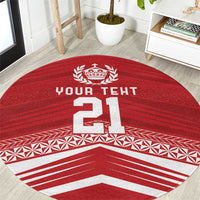 Custom Pacific Rugby Spirit Round Carpet Tonga Ngatu Pride Red Edition LT9 Red - Polynesian Pride
