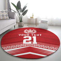 Custom Pacific Rugby Spirit Round Carpet Tonga Ngatu Pride Red Edition LT9 - Polynesian Pride