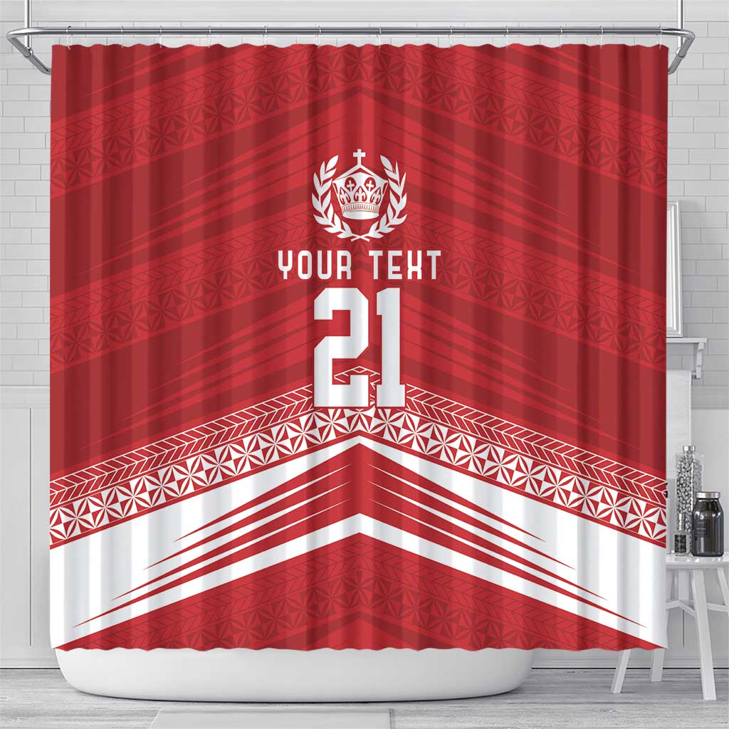 Custom Pacific Rugby Spirit Shower Curtain Tonga Ngatu Pride Red Edition LT9 - Polynesian Pride