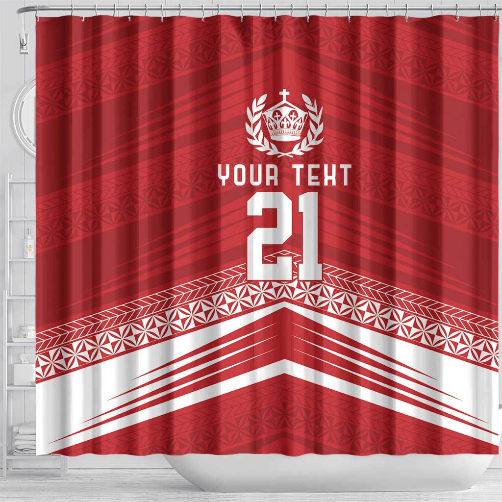 Custom Pacific Rugby Spirit Shower Curtain Tonga Ngatu Pride Red Edition LT9 - Polynesian Pride