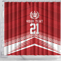 Custom Pacific Rugby Spirit Shower Curtain Tonga Ngatu Pride Red Edition LT9 - Polynesian Pride