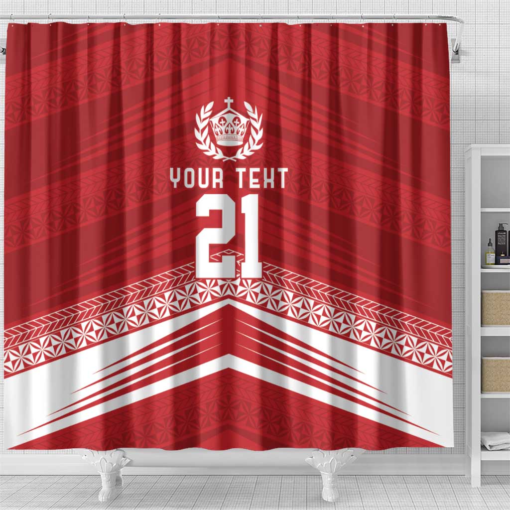 Custom Pacific Rugby Spirit Shower Curtain Tonga Ngatu Pride Red Edition LT9 - Polynesian Pride