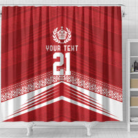 Custom Pacific Rugby Spirit Shower Curtain Tonga Ngatu Pride Red Edition LT9 - Polynesian Pride