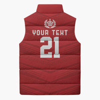 Custom Pacific Rugby Spirit Sleeveless Puffer Jacket Tonga Ngatu Pride Red Edition - Polynesian Pride